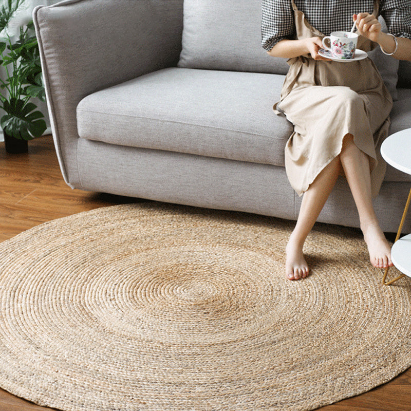 Sikunuo | Multi-Color Living Room Rug Rustic Solid Color Carpet Natural Jute Pet Friendly Washable Non-Slip Mat Rug