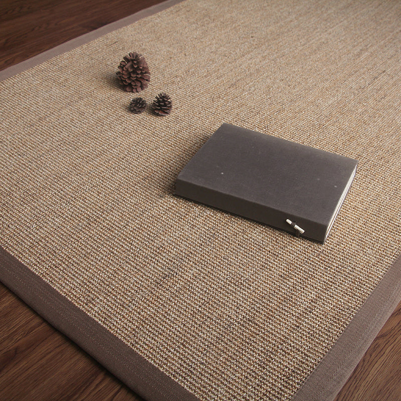 Sikunuo | Brown Living Room Carpet Country Landscape Simple Carpet Sisal Non-slip Pet Friendly Washable Area Rug
