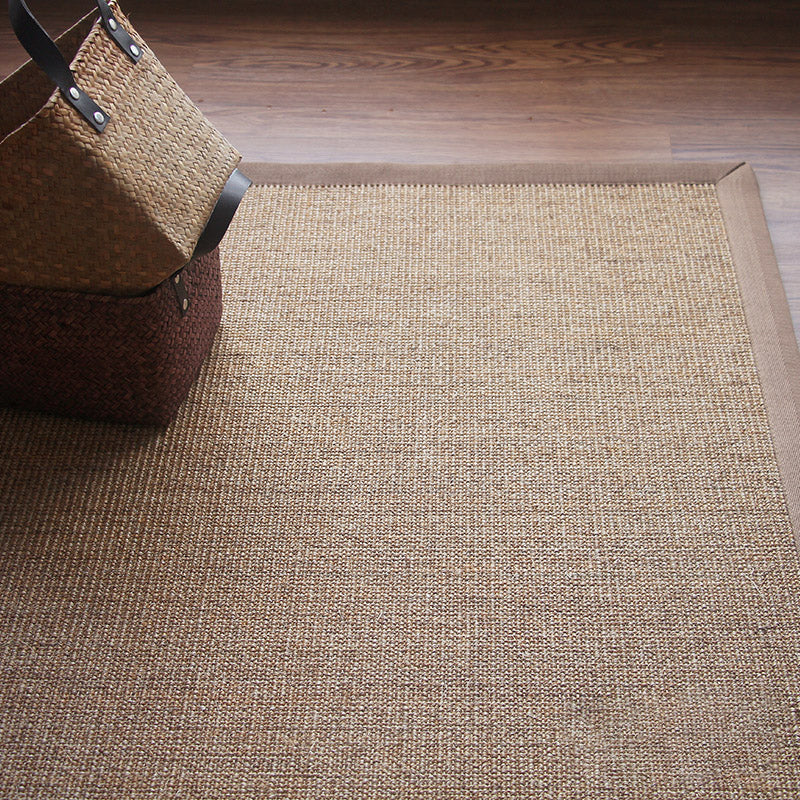 Sikunuo | Brown Living Room Carpet Country Landscape Simple Carpet Sisal Non-slip Pet Friendly Washable Area Rug
