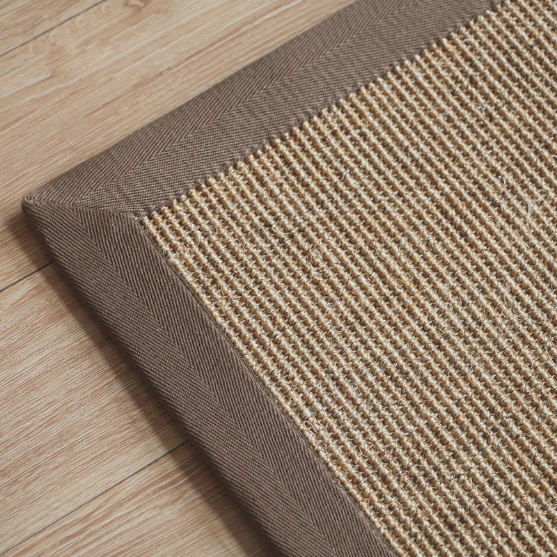 Sikunuo | Brown Living Room Carpet Country Landscape Simple Carpet Sisal Non-slip Pet Friendly Washable Area Rug