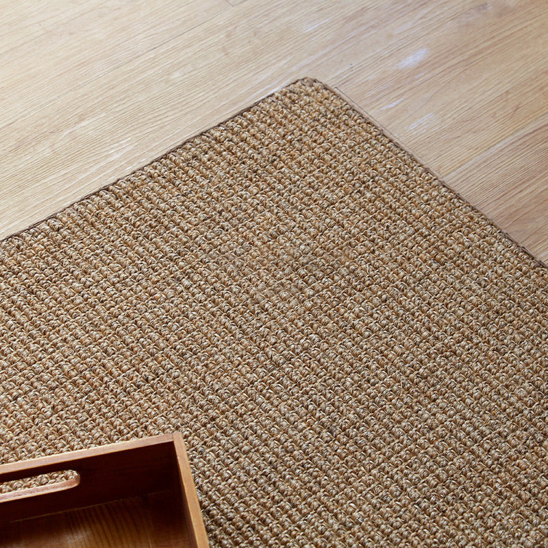 Sikunuo | Lodge Home Rug Light Brown Solid Color Rug Sisal Woven Pet Friendly Machine Washable Non-Slip Rug