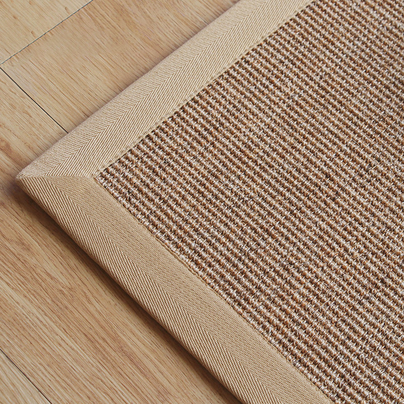 Sikunuo | Beige Rustic Carpet Sisal Solid Color Carpet Washable Non-Slip Pet-Friendly Carpet for Bedroom