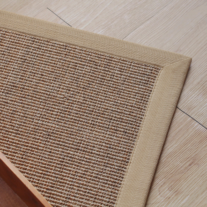 Sikunuo | Beige Rustic Carpet Sisal Solid Color Carpet Washable Non-Slip Pet-Friendly Carpet for Bedroom
