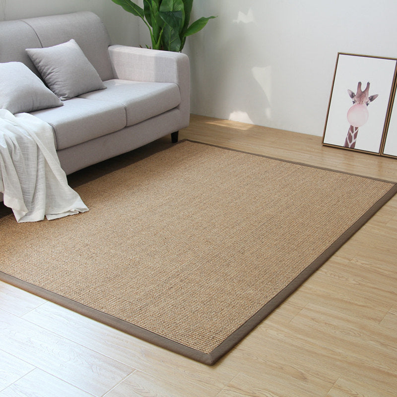 Sikunuo | Premium Solid Area Rug Light Brown Wooden Style Carpet Sisal Non-Slip Pet-Friendly Machine Washable Rug for Home