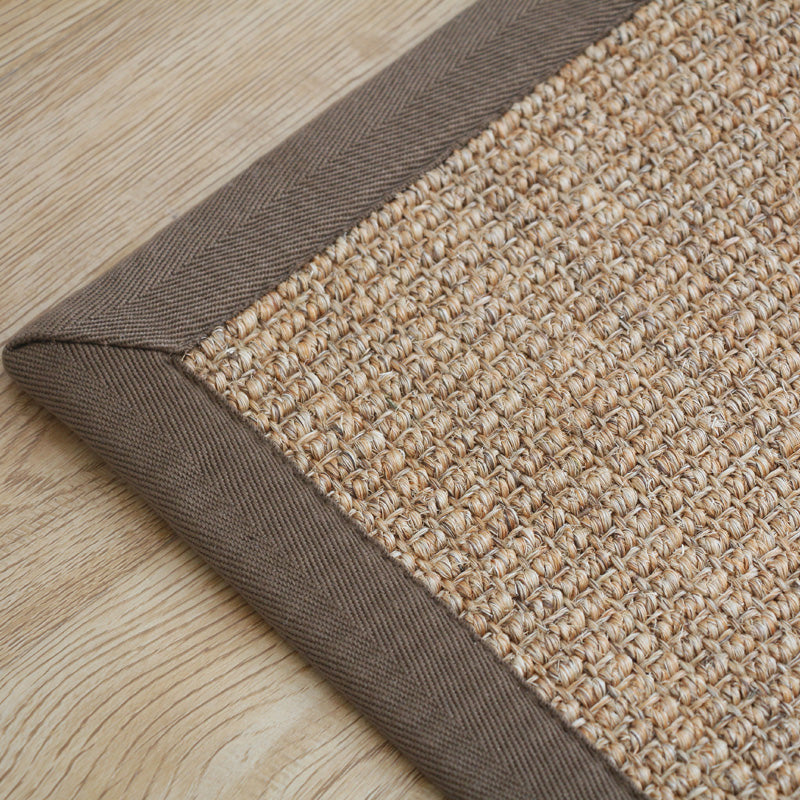 Sikunuo | Premium Solid Area Rug Light Brown Wooden Style Carpet Sisal Non-Slip Pet-Friendly Machine Washable Rug for Home