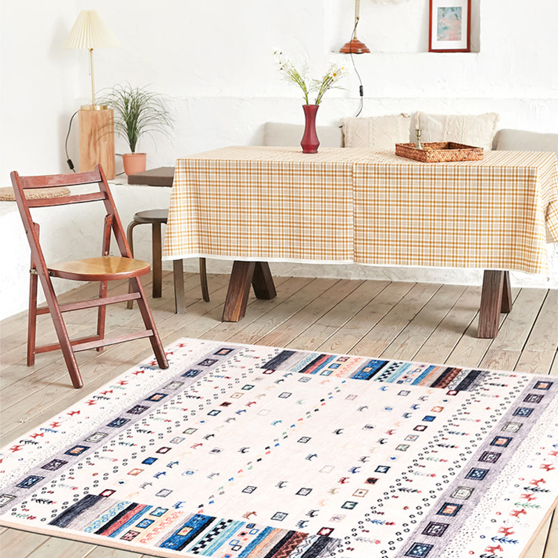 Sikunuo | Moroccan Home Area Rug Multicolored Pattern Rug Polypropylene Pet-Friendly Machine Washable Rug