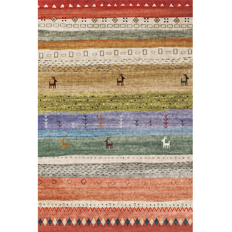 Sikunuo | Moroccan Home Area Rug Multicolored Pattern Rug Polypropylene Pet-Friendly Machine Washable Rug