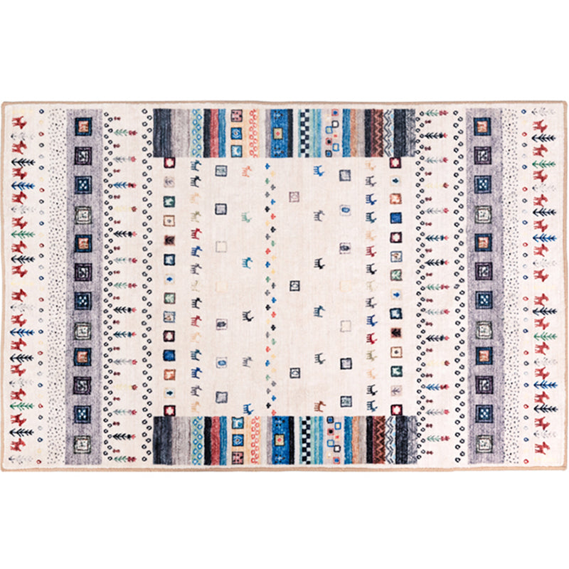 Sikunuo | Moroccan Home Area Rug Multicolored Pattern Rug Polypropylene Pet-Friendly Machine Washable Rug