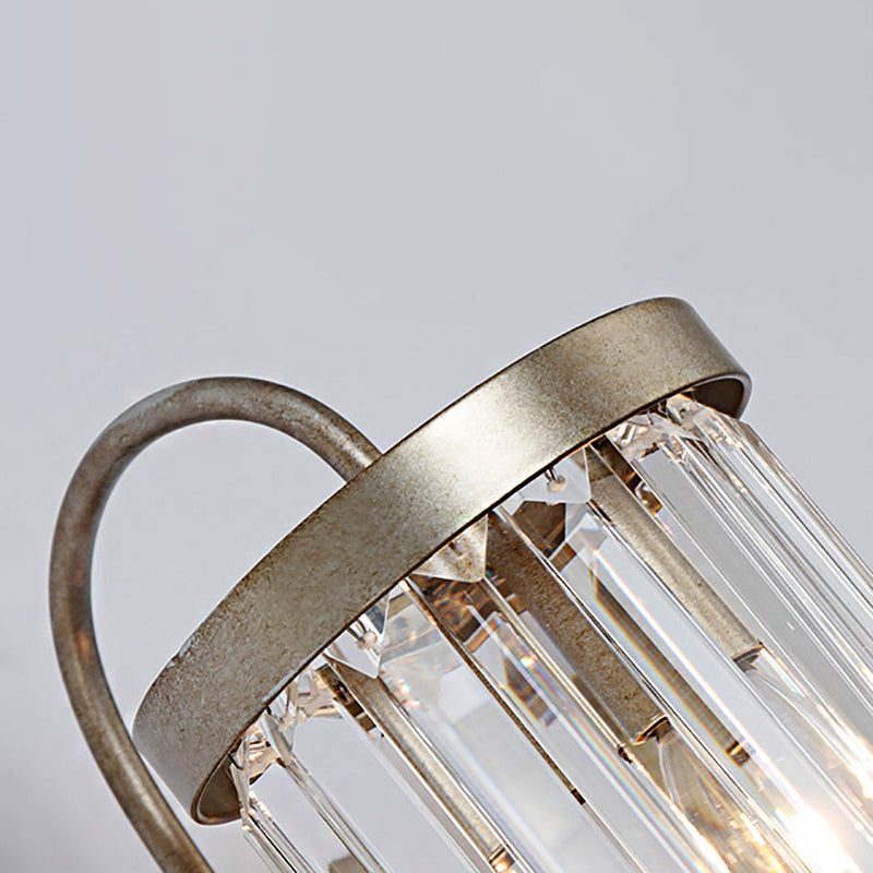 Sikunuo | Prismatic Crystal Cylinder Wall Light Modern 1 Light Gold/Black Wall Mount Light