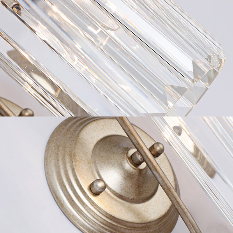 Sikunuo | Prismatic Crystal Cylinder Wall Light Modern 1 Light Gold/Black Wall Mount Light