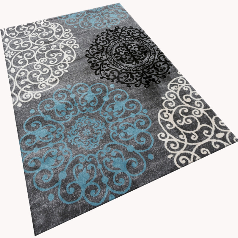 Sikunuo | Glamour Drawing Print Rug Multicolor Chinoiserie Rug Synthetic Pet Friendly Non-Slip Back Washable Rug for Home