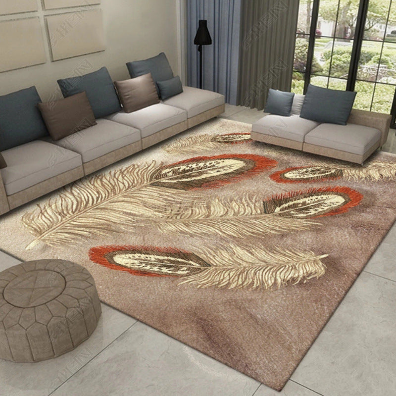 Sikunuo | Multicolor Asia Indoor Rug Synthetic 3D Pattern Carpet Washable Stain Resistant Nonslip Underlay Rug for Large Room