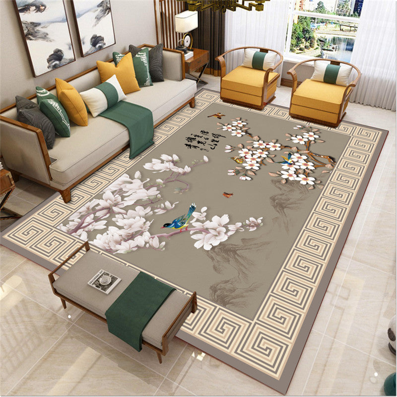 Sikunuo | Traditional Chinoiserie Rug Multicolor Landscape Print Rug Pet-Friendly Washable Non-Slip Rug for Home