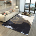 Sikunuo | Asian Abstract Painting Carpet Multi-Color Polypropylene Area Rug Machine Washable Non-Slip Back Stain Resistant Rug for Large Room
