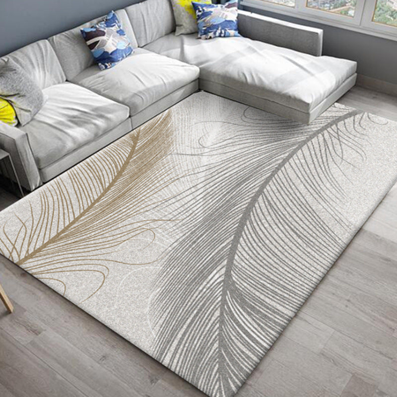 Sikunuo | Chic Oriental Rug Polyester Flower Botanical Rug Non-slip Machine Washable Pet-friendly Carpet for Living Room