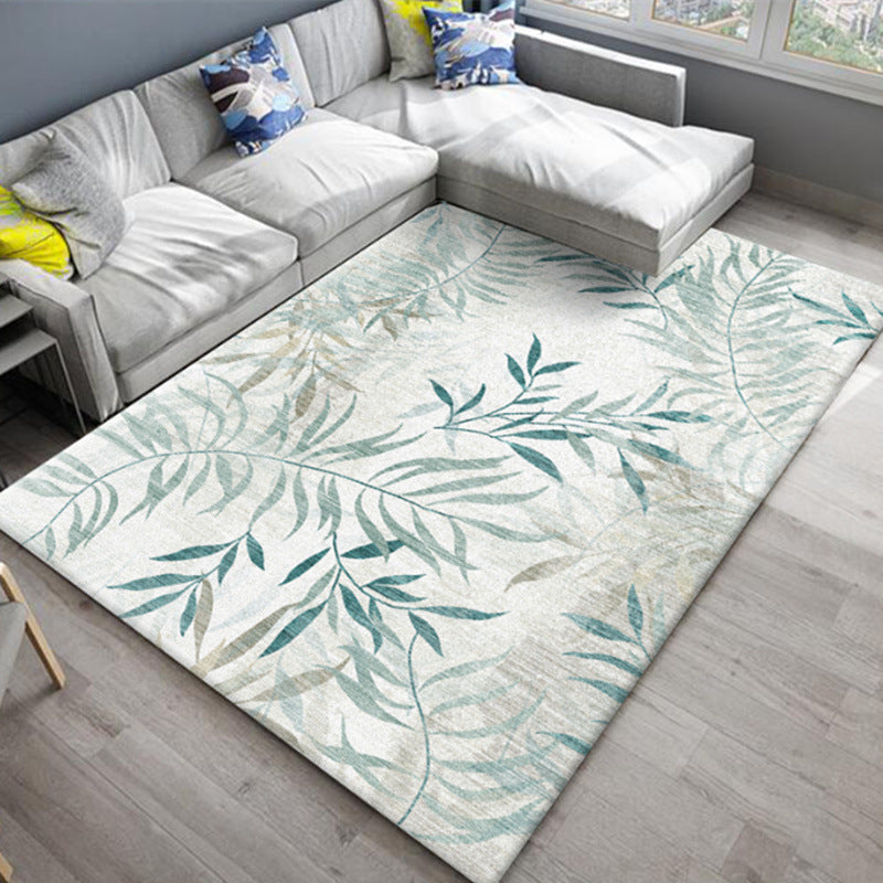 Sikunuo | Chic Oriental Rug Polyester Flower Botanical Rug Non-slip Machine Washable Pet-friendly Carpet for Living Room