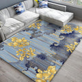 Sikunuo | Chic Oriental Rug Polyester Flower Botanical Rug Non-slip Machine Washable Pet-friendly Carpet for Living Room