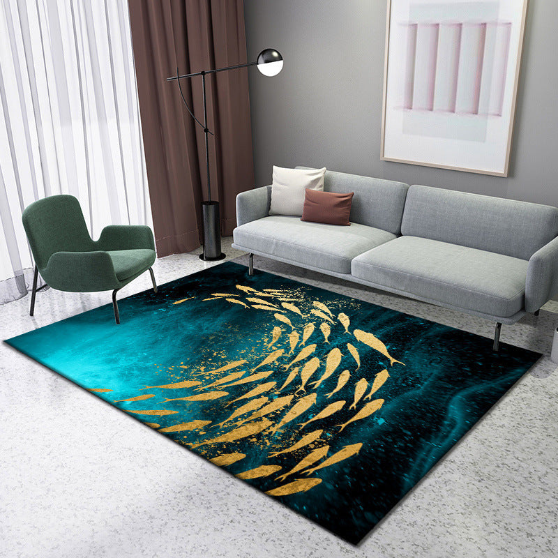Sikunuo | Enchanting 3D Natural Scene Rug Multicolor Asian Rug Synthetic Pet Friendly Stain Resistant Nonslip Back Rug for Living Room