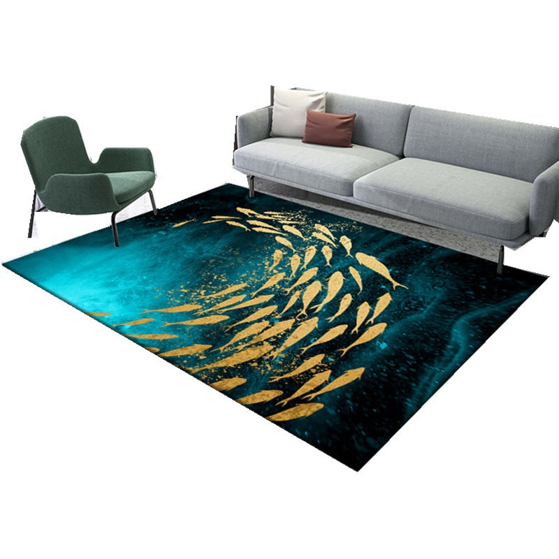 Sikunuo | Enchanting 3D Natural Scene Rug Multicolor Asian Rug Synthetic Pet Friendly Stain Resistant Nonslip Back Rug for Living Room