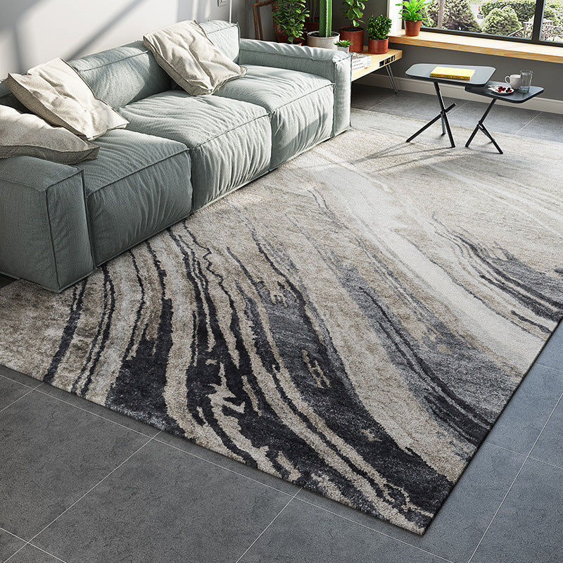 Sikunuo | Cyberpunk Abstract Lines Print Rug Multi-Color Polypropylene Rug Stain Resistant Anti-Slip Pet Friendly Carpet for Home