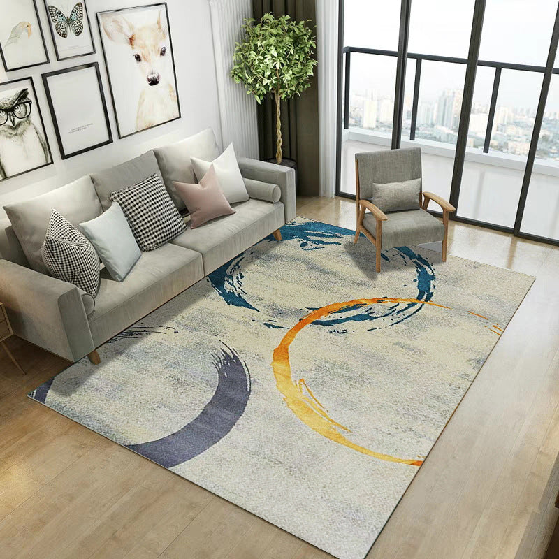 Sikunuo | Retro Multicolor Abstract Carpet Polypropylene Industrial Area Carpet Stain Resistant Non-Slip Pet Friendly Carpet for Guest Room