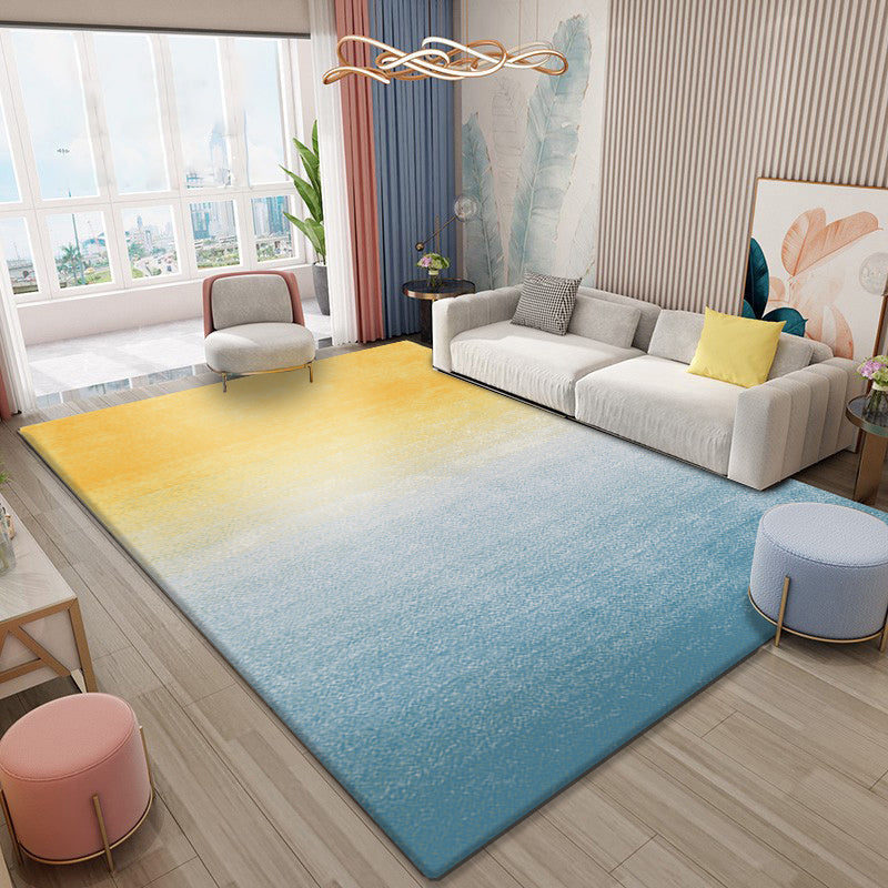 Sikunuo | Simplicity Multicolor Ombre Rug Polyester Industrial Rug Non-slip Backing Pet Friendly Stain Resistant Rug for Guest Room