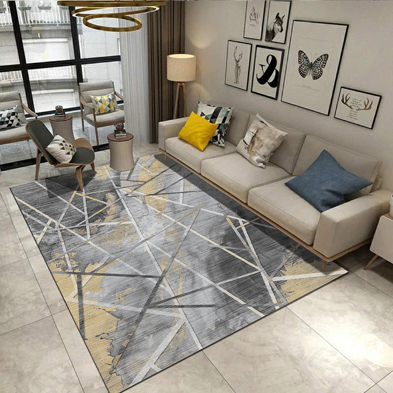 Sikunuo | Steampunk Post-Expressionism Rug Multicolor Polypropylene Rug Non-slip Stain-resistant Pet-friendly Rug for Home