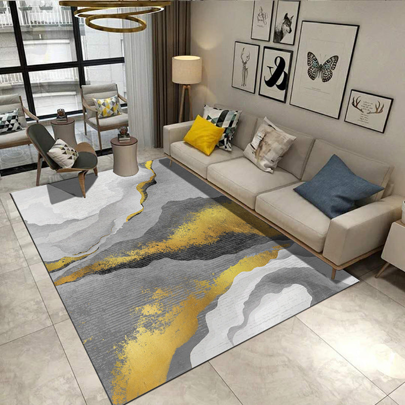 Sikunuo | Steampunk Post-Expressionism Rug Multicolor Polypropylene Rug Non-slip Stain-resistant Pet-friendly Rug for Home