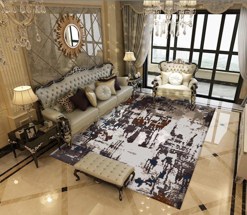 Sikunuo | Classic Industrial Design Rug Multicolored Postmodernism Rug Stain Resistant Pet Friendly Non-Slip Rug for Room