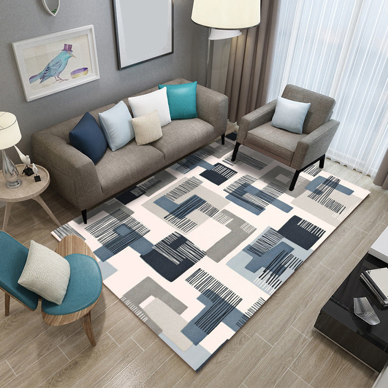 Sikunuo | Classic Industrial Design Rug Multicolored Postmodernism Rug Stain Resistant Pet Friendly Non-Slip Rug for Room