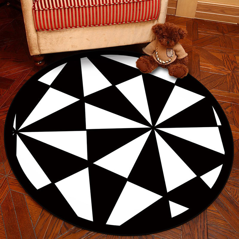 Sikunuo | Novelty Geometry Animal Patterned Rug Multi-Colored Synthetics Rug Machine Washable Non-Slip Backing Stain Resistant Carpet for Room