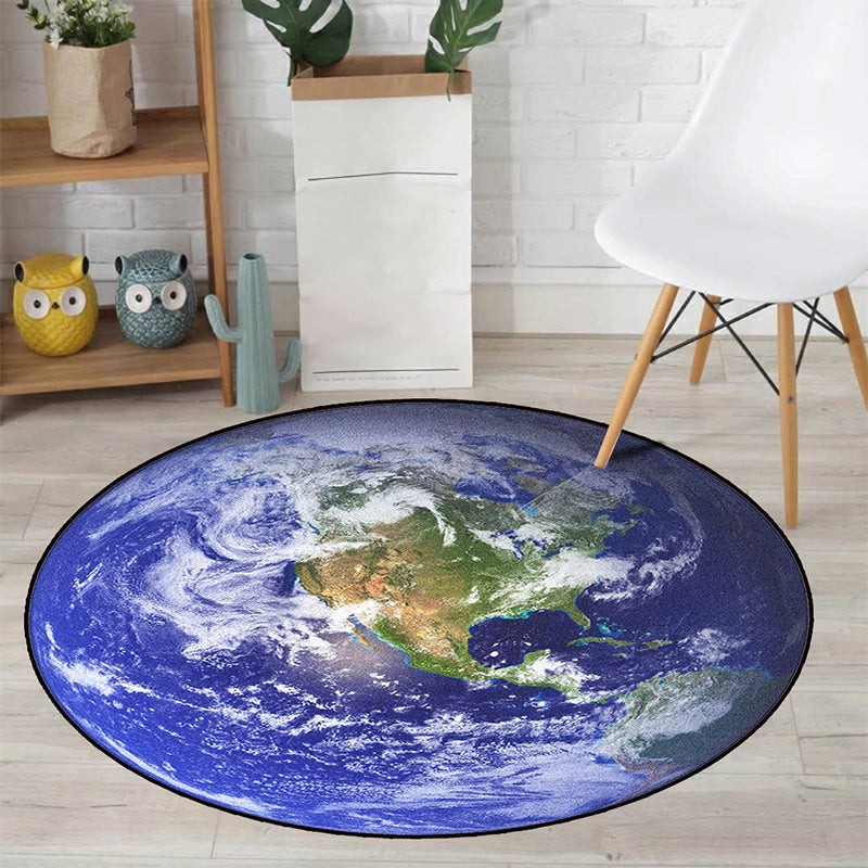 Sikunuo | Realistic Multicolor Cosmos Print Rug Polyester Modern Carpet Pet Friendly Non-Slip Machine Washable Rug for Children's Room