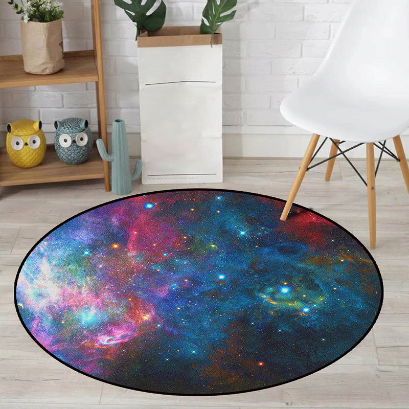 Sikunuo | Realistic Multicolor Cosmos Print Rug Polyester Modern Carpet Pet Friendly Non-Slip Machine Washable Rug for Children's Room
