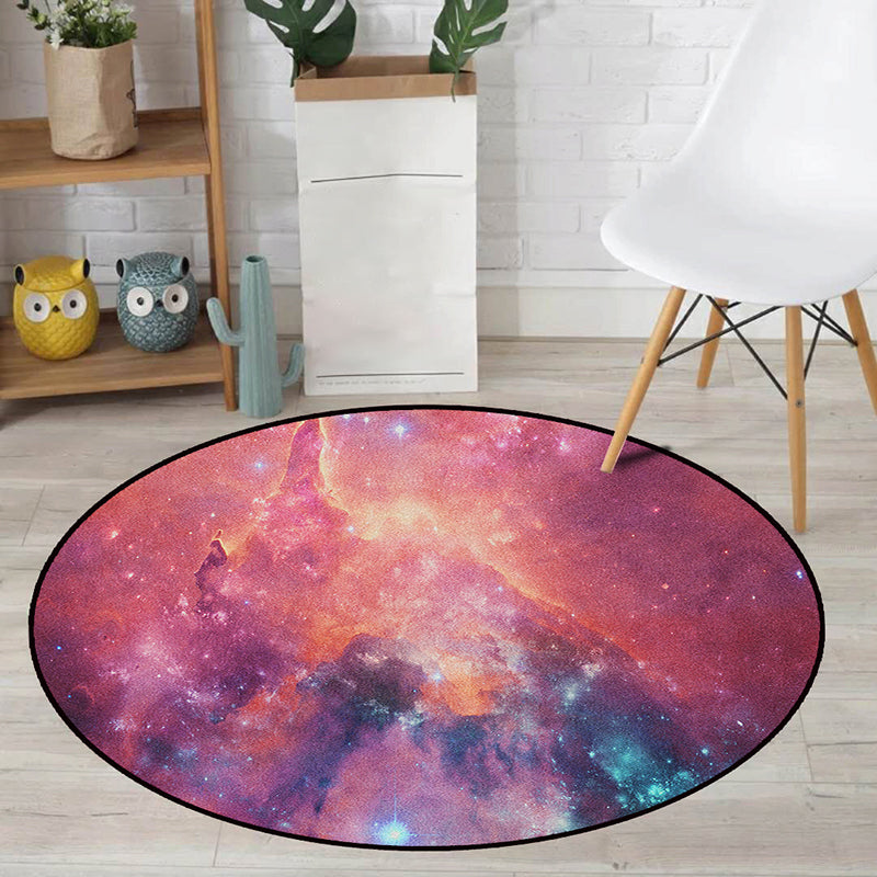 Sikunuo | Realistic Multicolor Cosmos Print Rug Polyester Modern Carpet Pet Friendly Non-Slip Machine Washable Rug for Children's Room