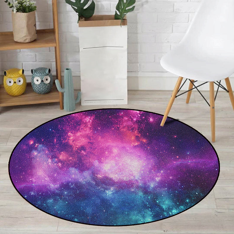 Sikunuo | Realistic Multicolor Cosmos Print Rug Polyester Modern Carpet Pet Friendly Non-Slip Machine Washable Rug for Children's Room