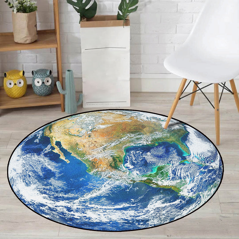 Sikunuo | Realistic Multicolor Cosmos Print Rug Polyester Modern Carpet Pet Friendly Non-Slip Machine Washable Rug for Children's Room