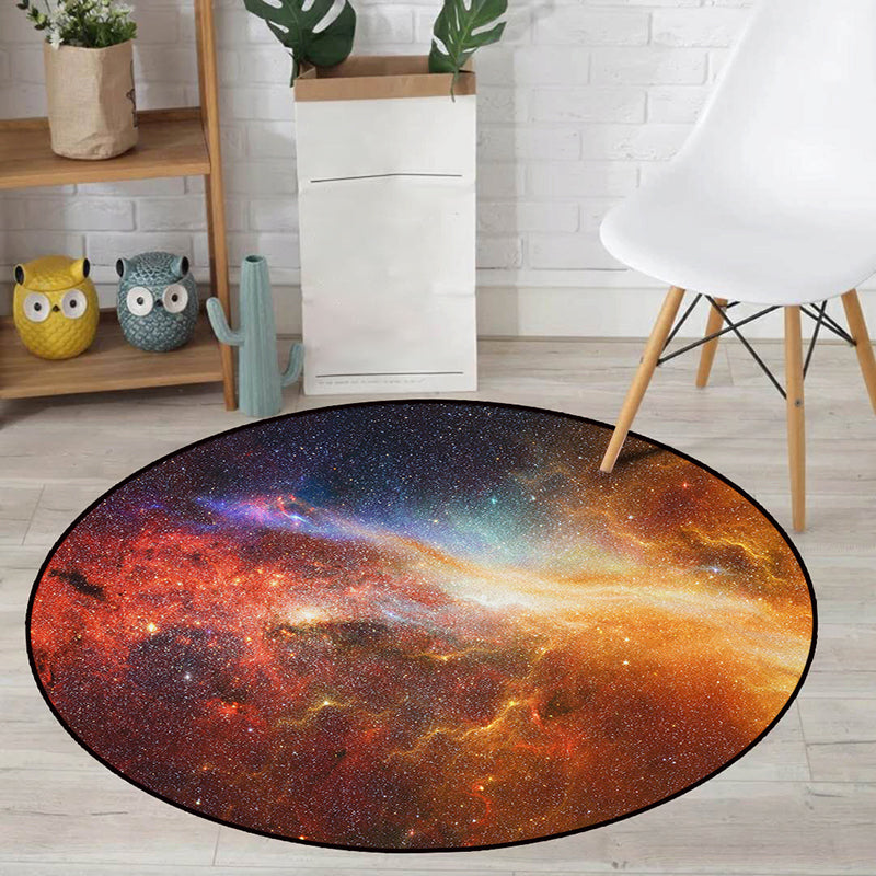 Sikunuo | Realistic Multicolor Cosmos Print Rug Polyester Modern Carpet Pet Friendly Non-Slip Machine Washable Rug for Children's Room