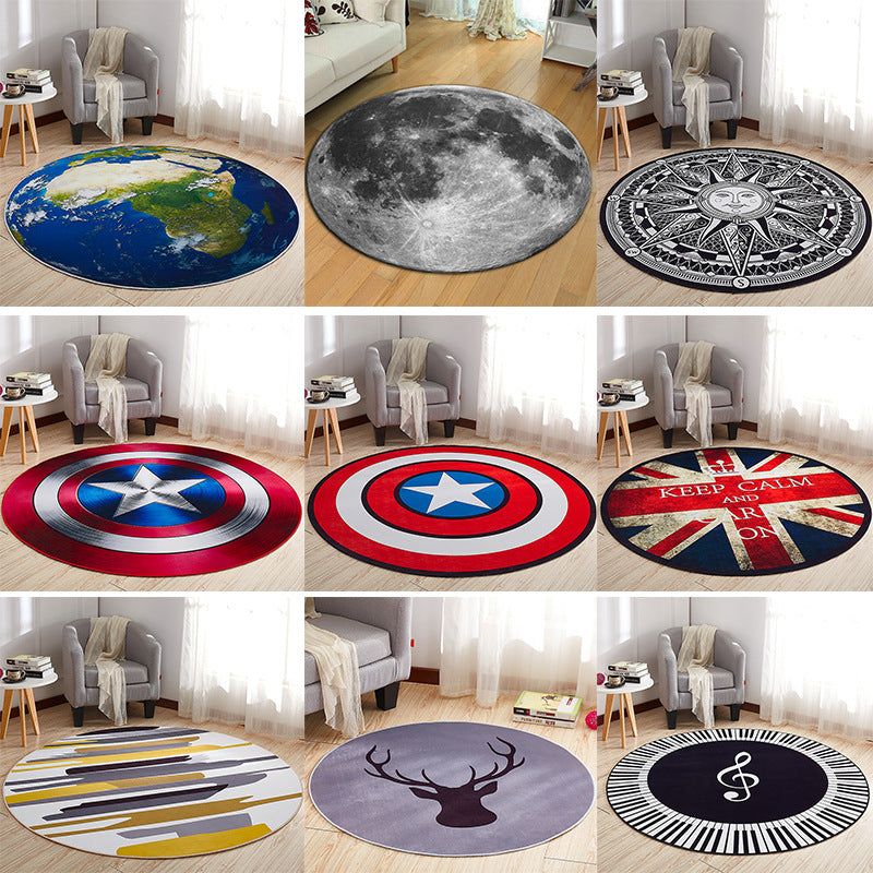 Sikunuo | Creative Boys Bedroom Rug Multi Colors Optical Illusion Rug Polypropylene Non-slip Pet-friendly Washable Rug