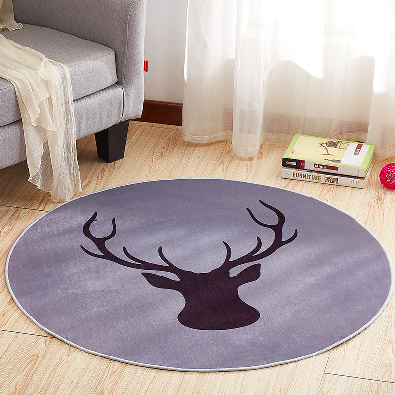 Sikunuo | Creative Boys Bedroom Rug Multi Colors Optical Illusion Rug Polypropylene Non-slip Pet-friendly Washable Rug