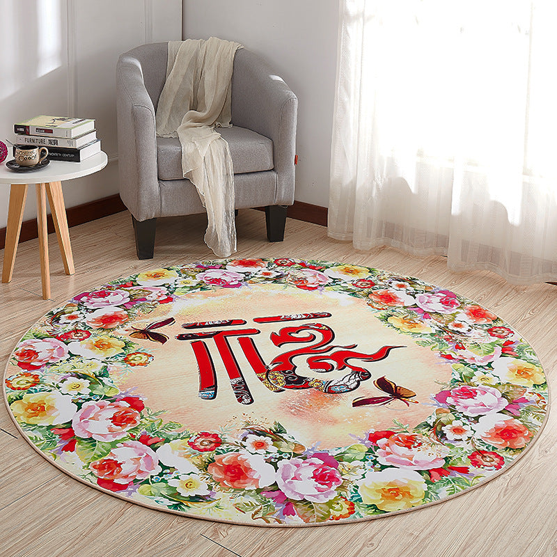 Sikunuo | Creative Boys Bedroom Rug Multi Colors Optical Illusion Rug Polypropylene Non-slip Pet-friendly Washable Rug