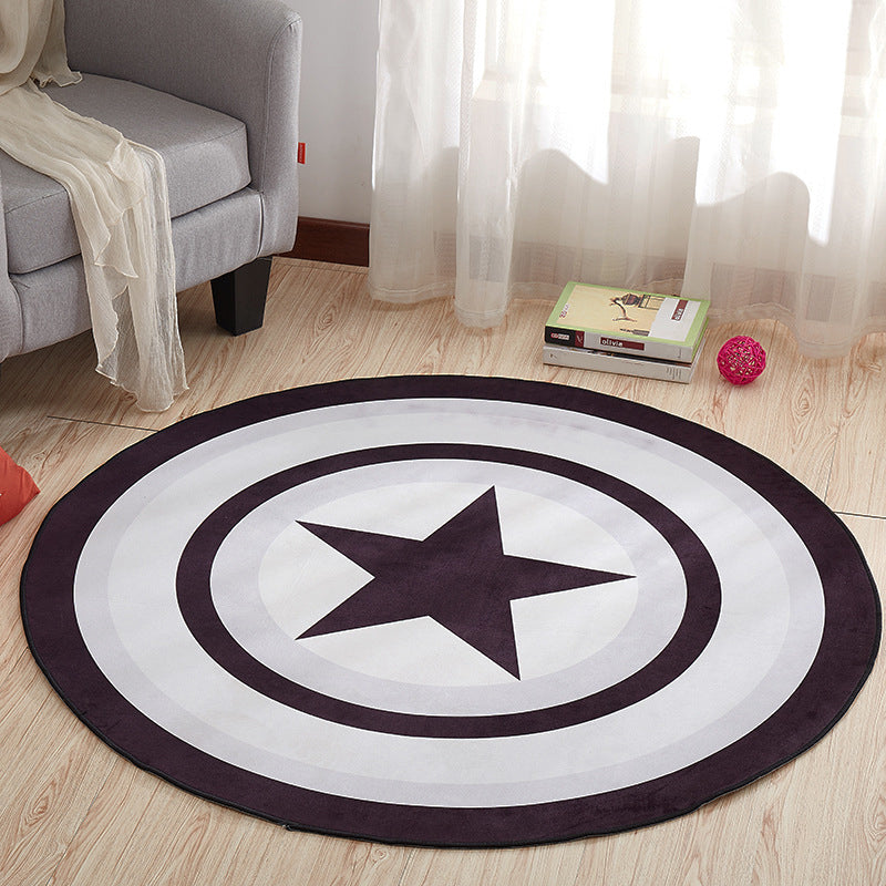 Sikunuo | Creative Boys Bedroom Rug Multi Colors Optical Illusion Rug Polypropylene Non-slip Pet-friendly Washable Rug