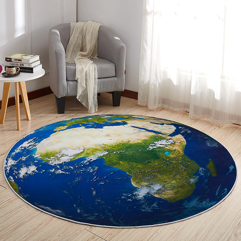Sikunuo | Creative Boys Bedroom Rug Multi Colors Optical Illusion Rug Polypropylene Non-slip Pet-friendly Washable Rug