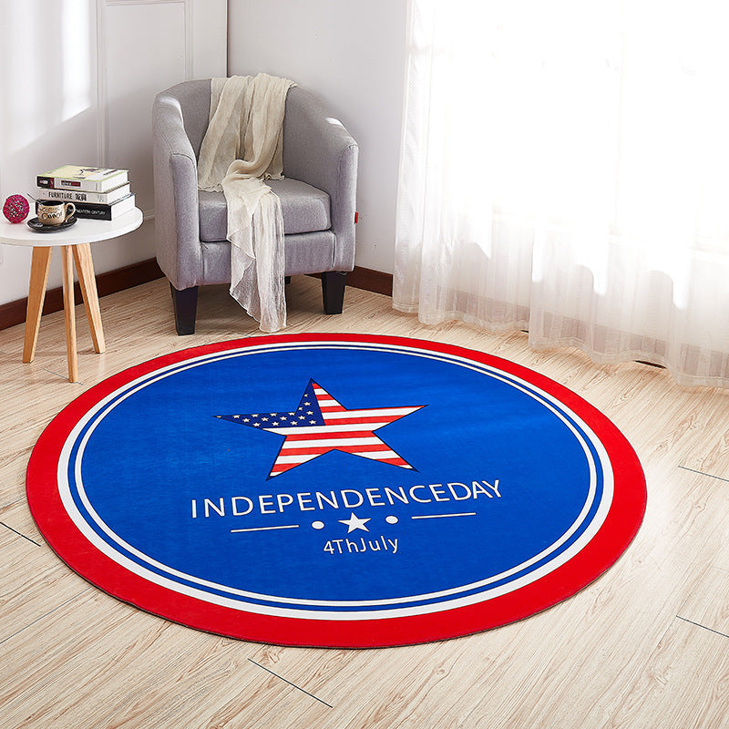 Sikunuo | Creative Boys Bedroom Rug Multi Colors Optical Illusion Rug Polypropylene Non-slip Pet-friendly Washable Rug