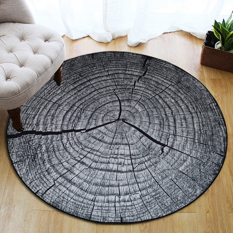 Sikunuo | Multicolor 3D Tree Rings Carpet Polypropylene Contemporary Carpet Washable Non-Slip Back Animal-Friendly Carpet for Living Room