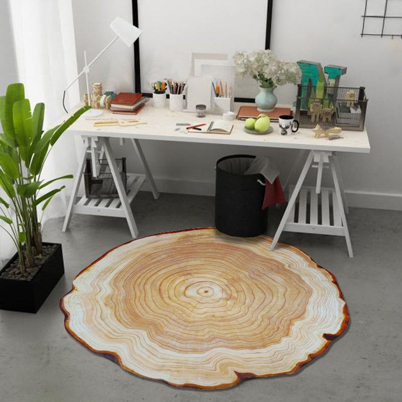 Sikunuo | Multicolor 3D Tree Rings Carpet Polypropylene Contemporary Carpet Washable Non-Slip Back Animal-Friendly Carpet for Living Room