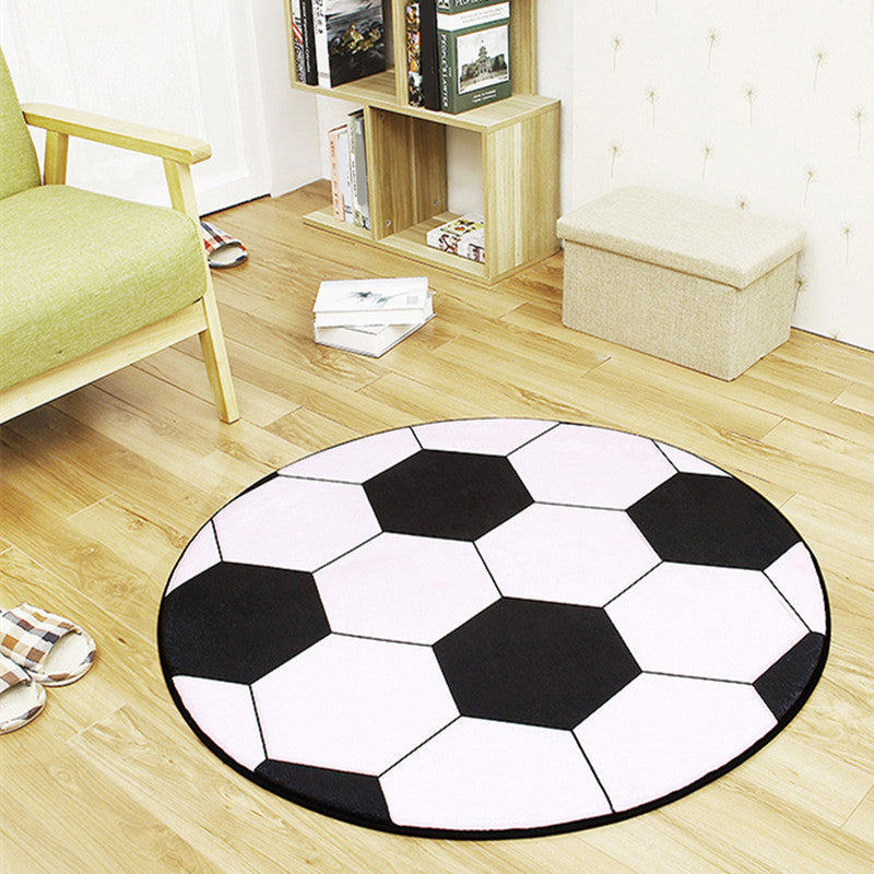 Sikunuo | Creative Sports Ball Print Carpet Multi-color Modern Carpet Polyester Stain Resistant Non-slip Back Machine Washable Rug for Boys Room