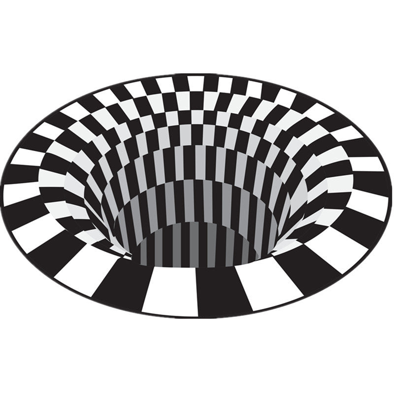 Sikunuo | Funny Novelty Rug Multicolor Visual Trick Spiral Trap Rug Non-Slip Washable Pet-Friendly Rug for Room