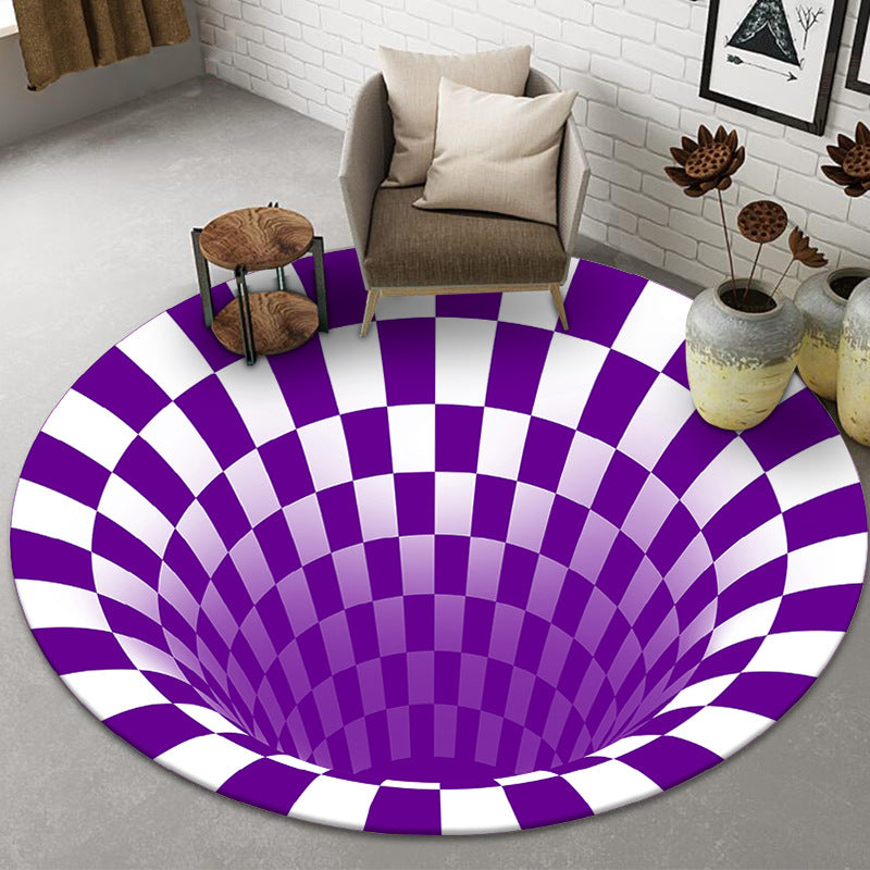 Sikunuo | Funny Novelty Rug Multicolor Visual Trick Spiral Trap Rug Non-Slip Washable Pet-Friendly Rug for Room