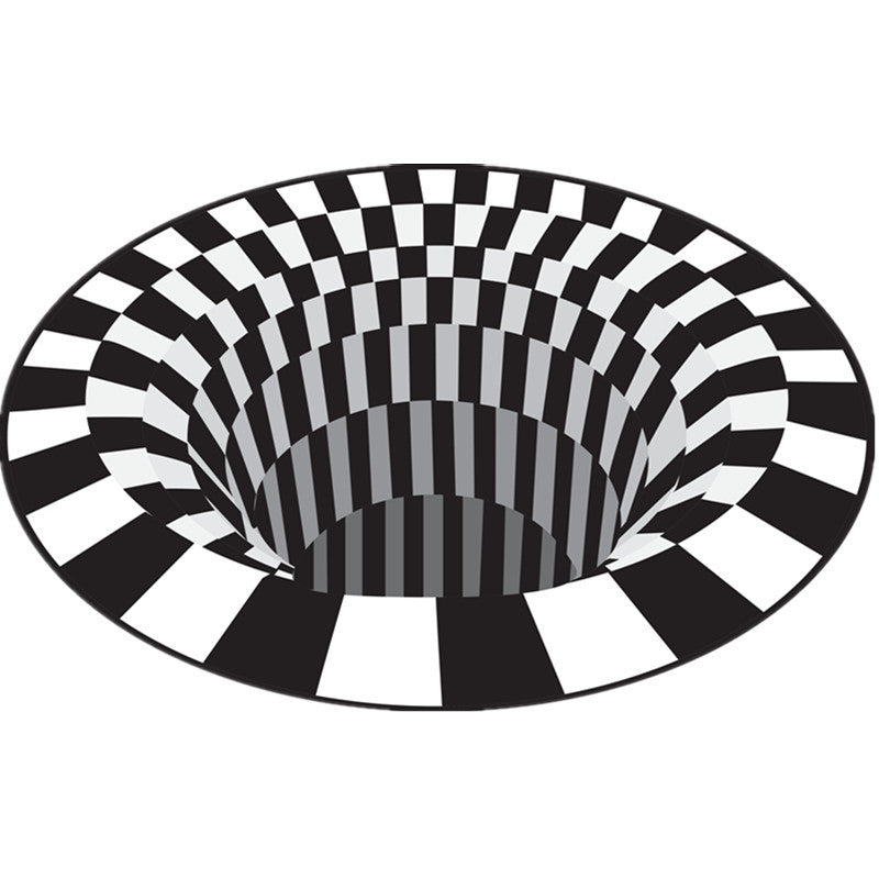 Sikunuo | Funny Novelty Rug Multicolor Visual Trick Spiral Trap Rug Non-Slip Washable Pet-Friendly Rug for Room