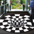 Sikunuo | Black-White Creative Carpet Polyester Optical Illusions Vortex Area Rug Pet Friendly Washable Non-Slip Rug for Hall